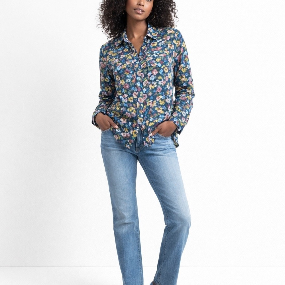 Monsoon Fusion Floral Button-Up Blouse‎ US 10 Cottagecore Romantic Spring Top